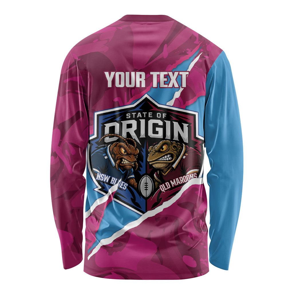 QLD Maroons and NSW Blues Personalised Long Sleeve Shirt Cockroaches Cane Toads Together