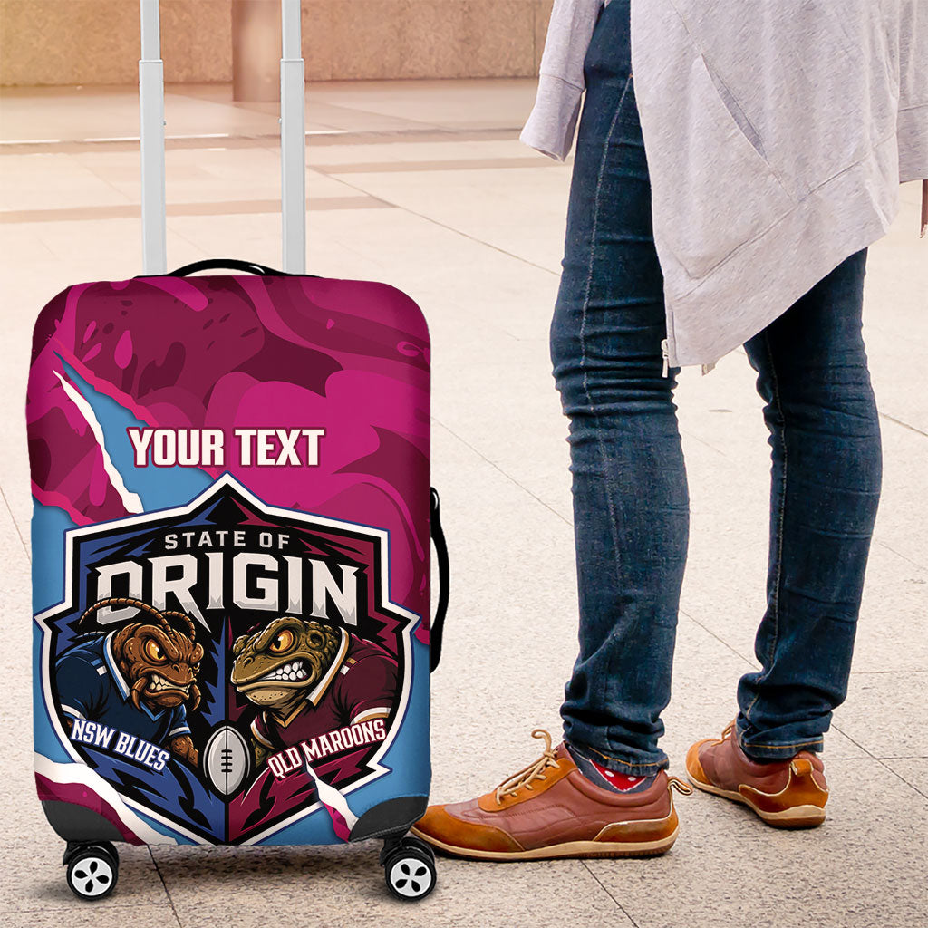 QLD Maroons and NSW Blues Personalised Luggage Cover Cockroaches Cane Toads Together