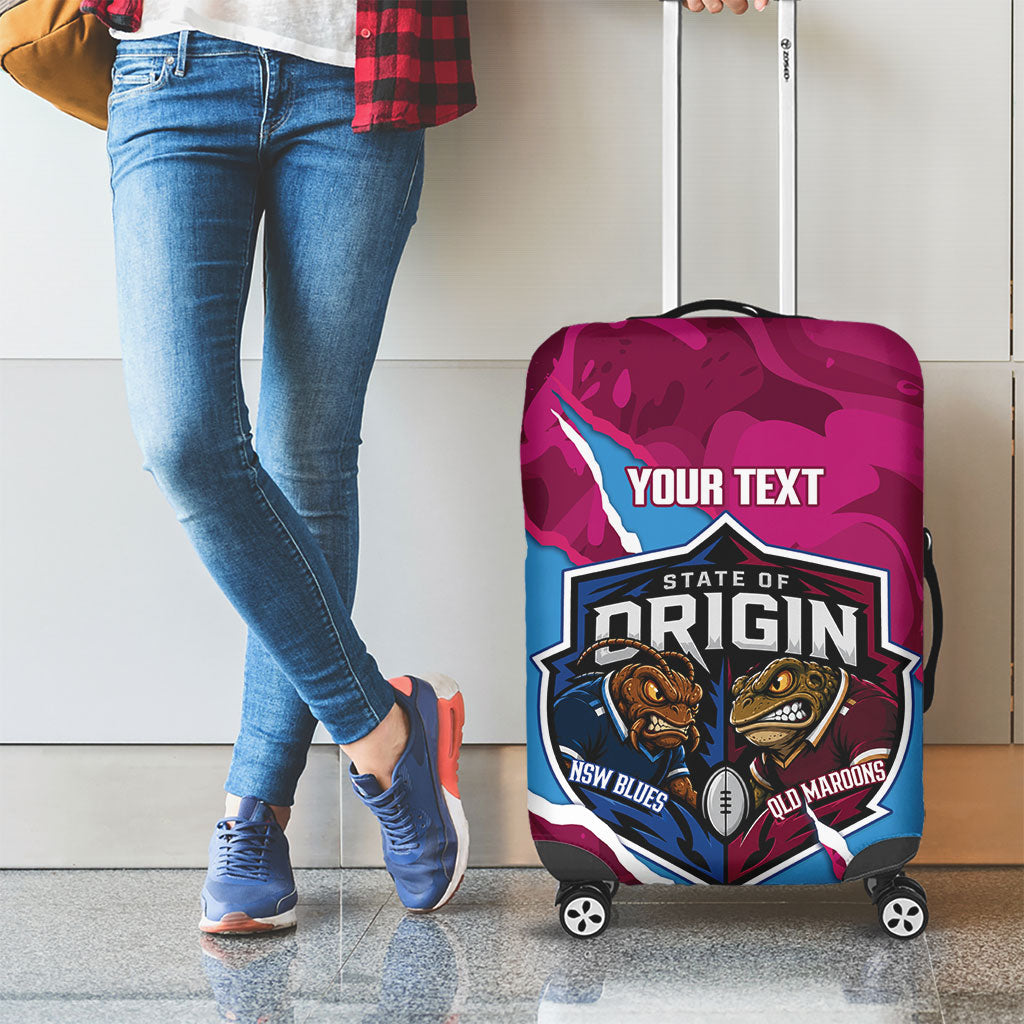 QLD Maroons and NSW Blues Personalised Luggage Cover Cockroaches Cane Toads Together