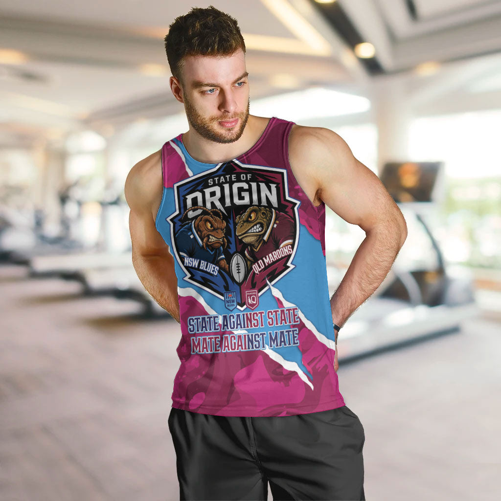 QLD Maroons and NSW Blues Personalised Men Tank Top Cockroaches Cane Toads Together
