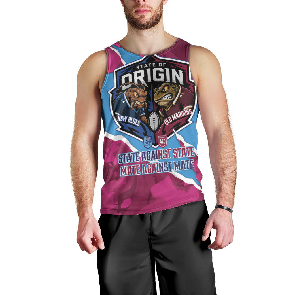 QLD Maroons and NSW Blues Personalised Men Tank Top Cockroaches Cane Toads Together