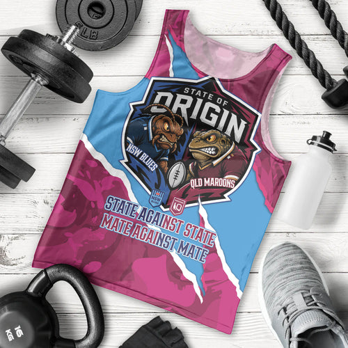 QLD Maroons and NSW Blues Personalised Men Tank Top Cockroaches Cane Toads Together