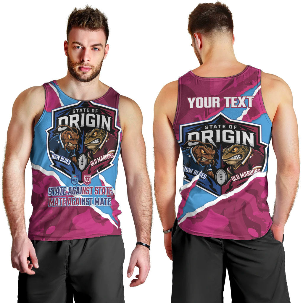 QLD Maroons and NSW Blues Personalised Men Tank Top Cockroaches Cane Toads Together
