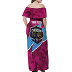 QLD Maroons and NSW Blues Personalised Off Shoulder Maxi Dress Cockroaches Cane Toads Together