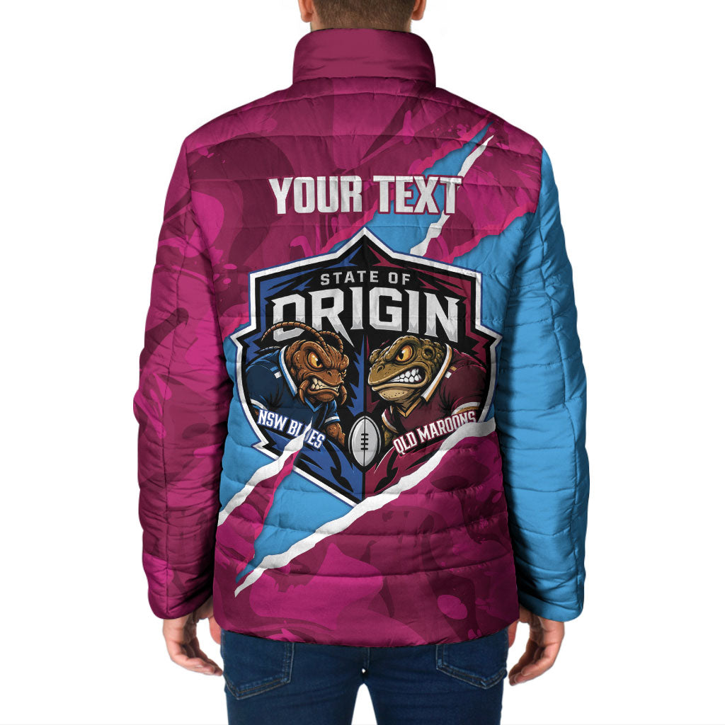 QLD Maroons and NSW Blues Personalised Padded Jacket Cockroaches Cane Toads Together