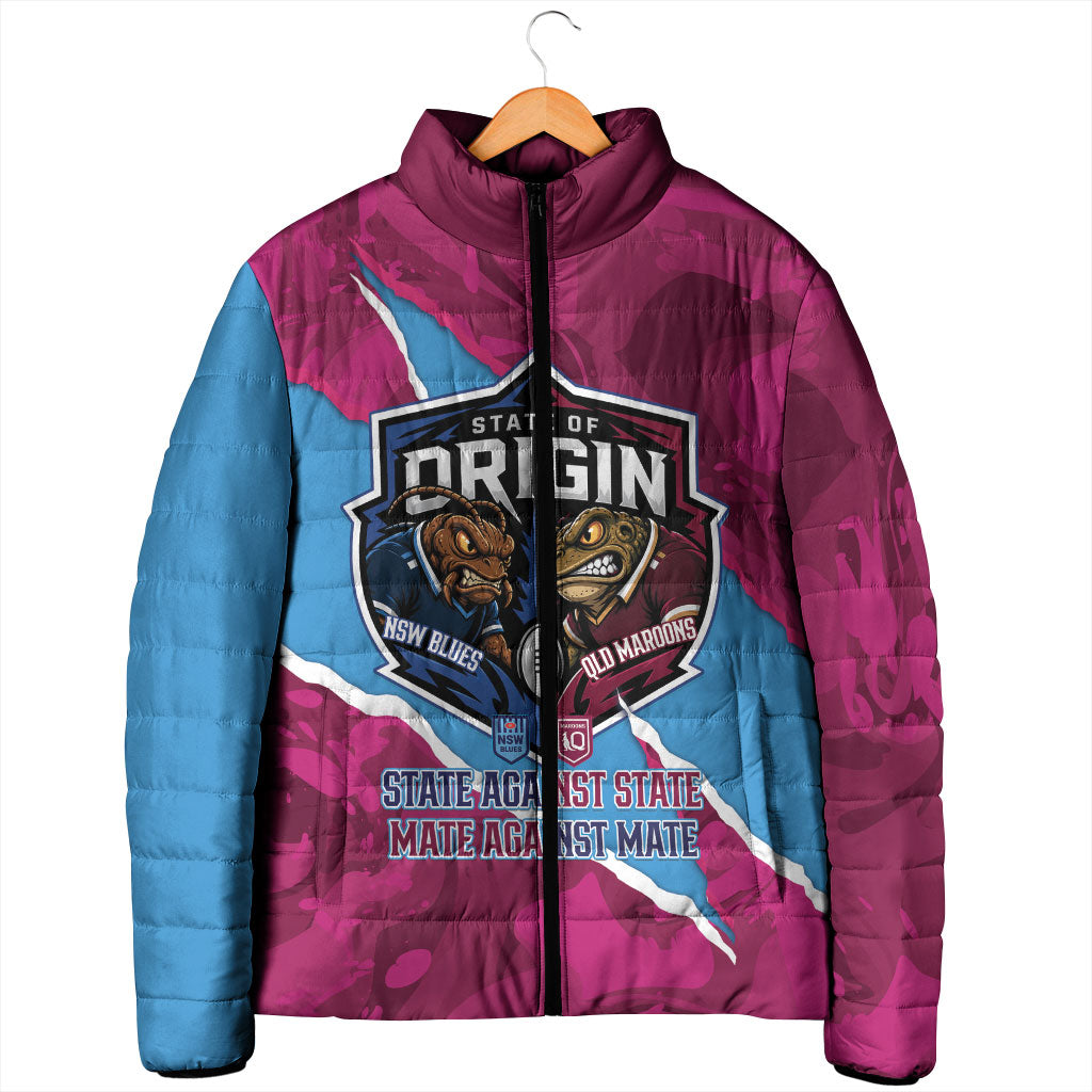 QLD Maroons and NSW Blues Personalised Padded Jacket Cockroaches Cane Toads Together