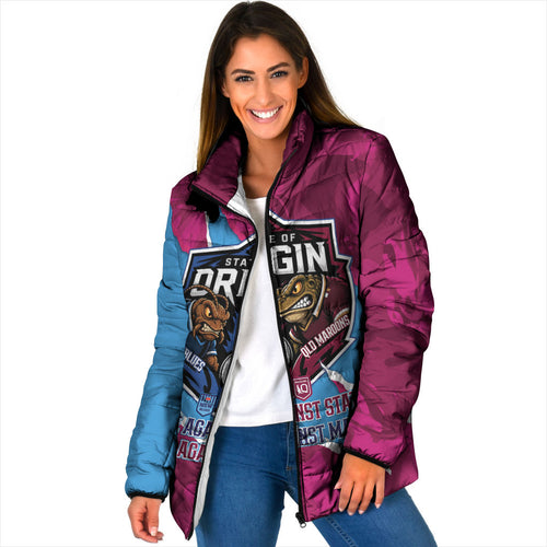 QLD Maroons and NSW Blues Personalised Padded Jacket Cockroaches Cane Toads Together