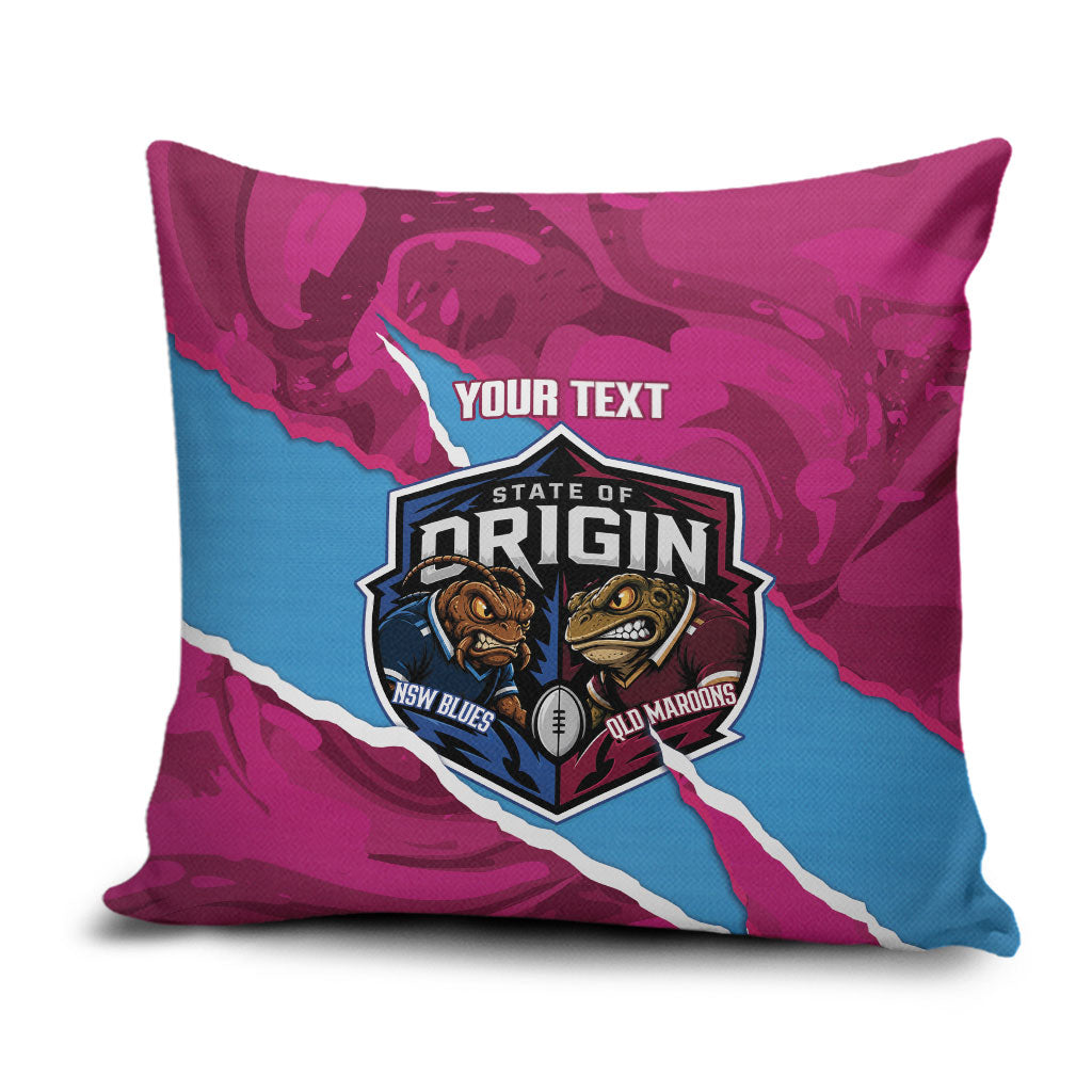 QLD Maroons and NSW Blues Personalised Pillow Cover Cockroaches Cane Toads Together