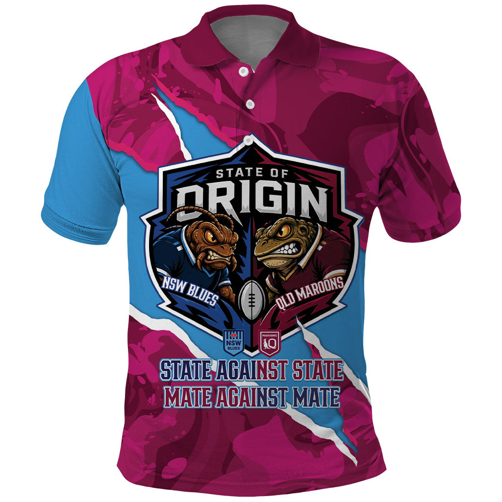 QLD Maroons and NSW Blues Personalised Polo Shirt Cockroaches Cane Toads Together