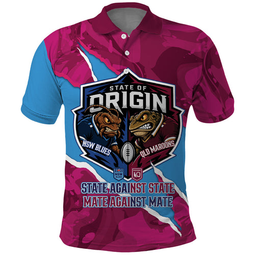 QLD Maroons and NSW Blues Personalised Polo Shirt Cockroaches Cane Toads Together