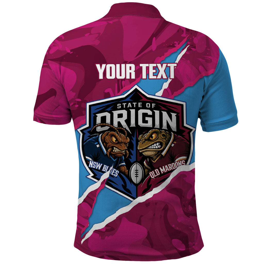 QLD Maroons and NSW Blues Personalised Polo Shirt Cockroaches Cane Toads Together