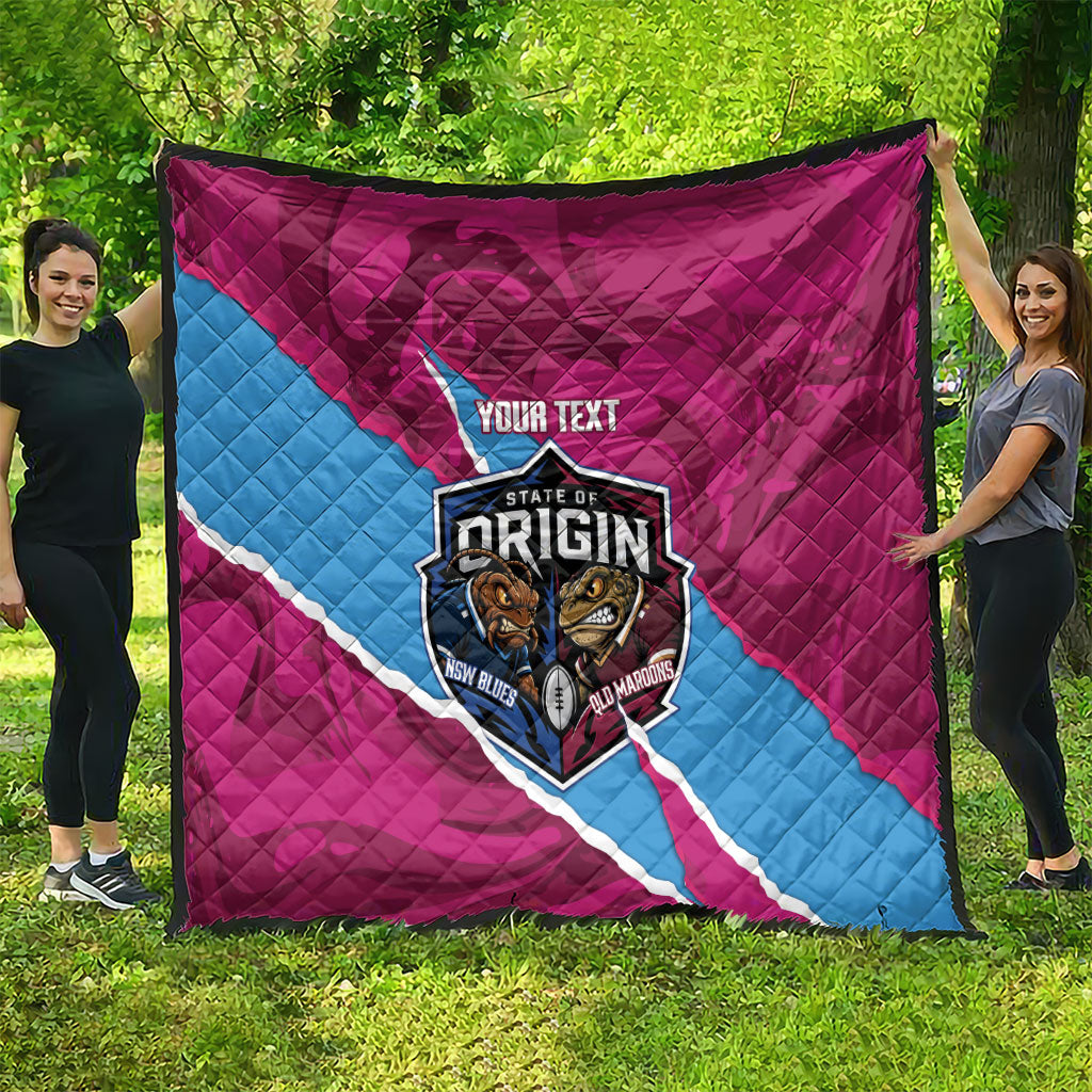 QLD Maroons and NSW Blues Personalised Quilt Cockroaches Cane Toads Together