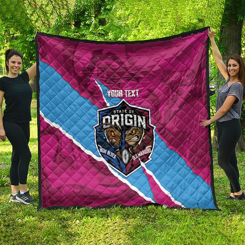 QLD Maroons and NSW Blues Personalised Quilt Cockroaches Cane Toads Together