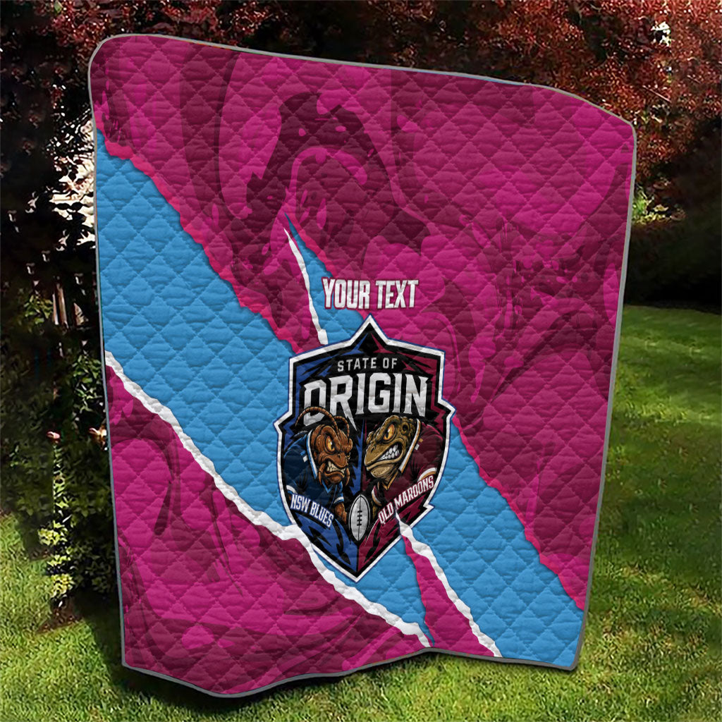 QLD Maroons and NSW Blues Personalised Quilt Cockroaches Cane Toads Together