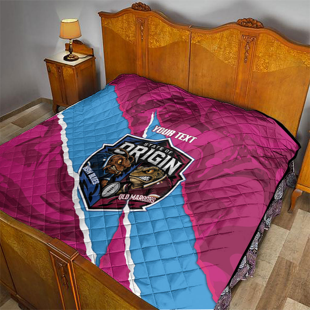 QLD Maroons and NSW Blues Personalised Quilt Cockroaches Cane Toads Together