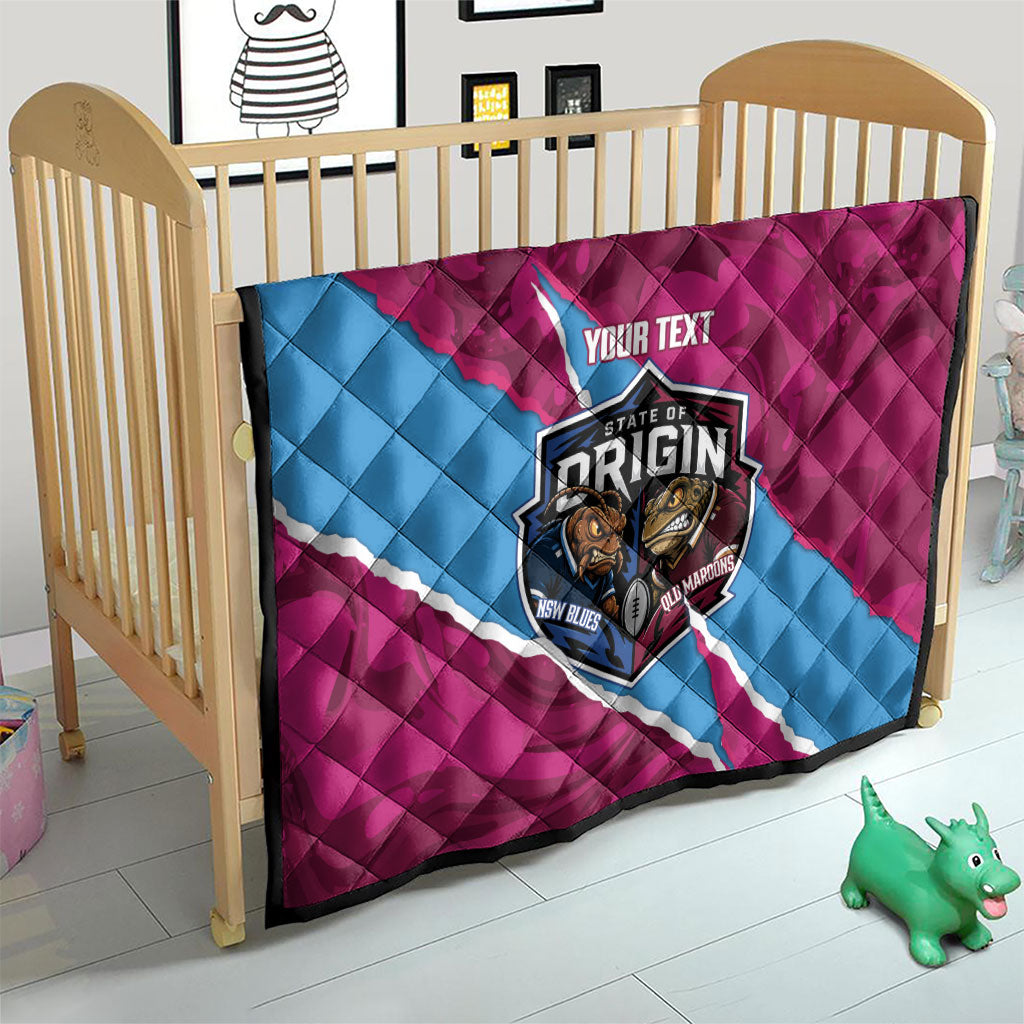 QLD Maroons and NSW Blues Personalised Quilt Cockroaches Cane Toads Together
