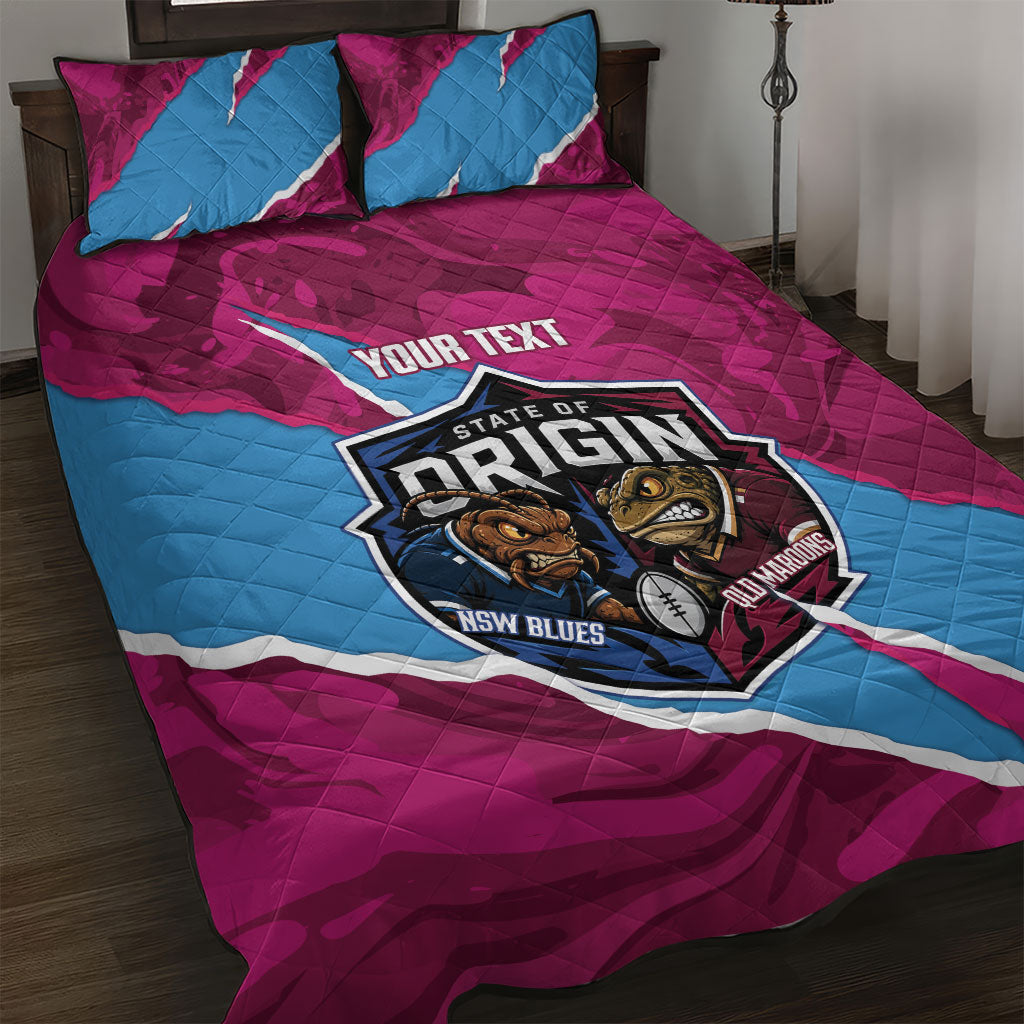 QLD Maroons and NSW Blues Personalised Quilt Bed Set Cockroaches Cane Toads Together