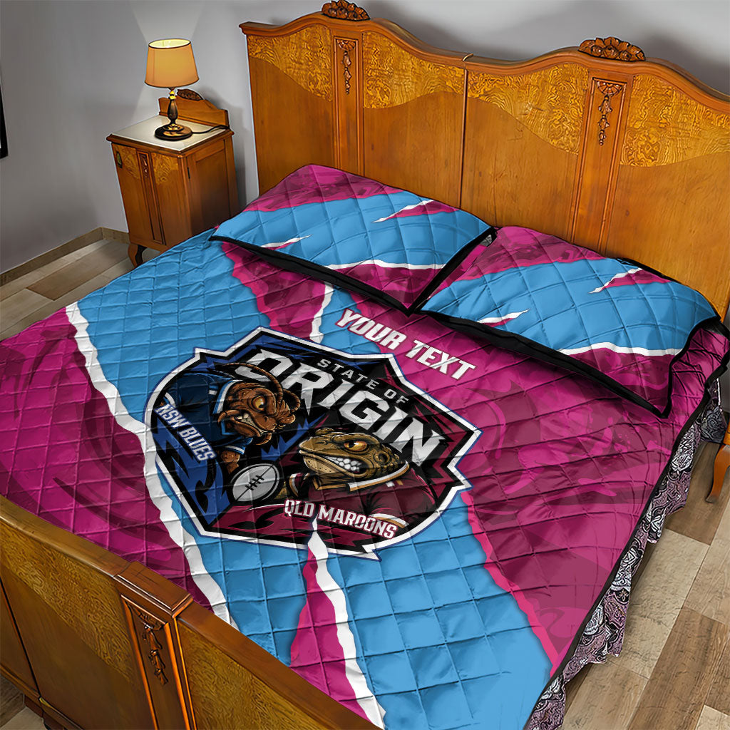 QLD Maroons and NSW Blues Personalised Quilt Bed Set Cockroaches Cane Toads Together