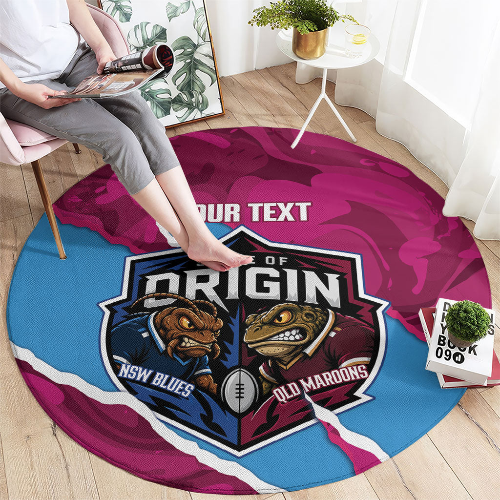 QLD Maroons and NSW Blues Personalised Round Carpet Cockroaches Cane Toads Together