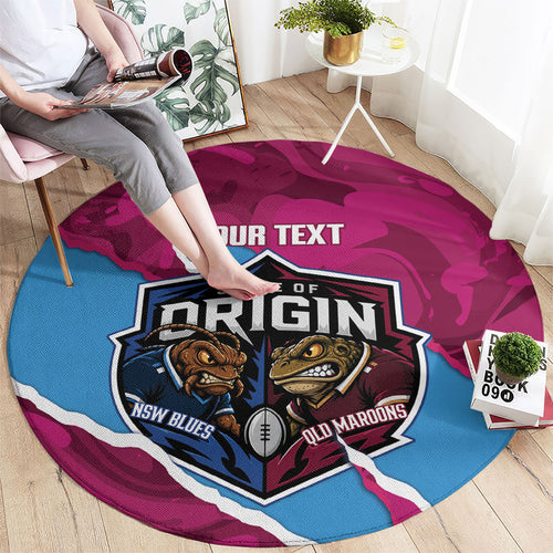 QLD Maroons and NSW Blues Personalised Round Carpet Cockroaches Cane Toads Together