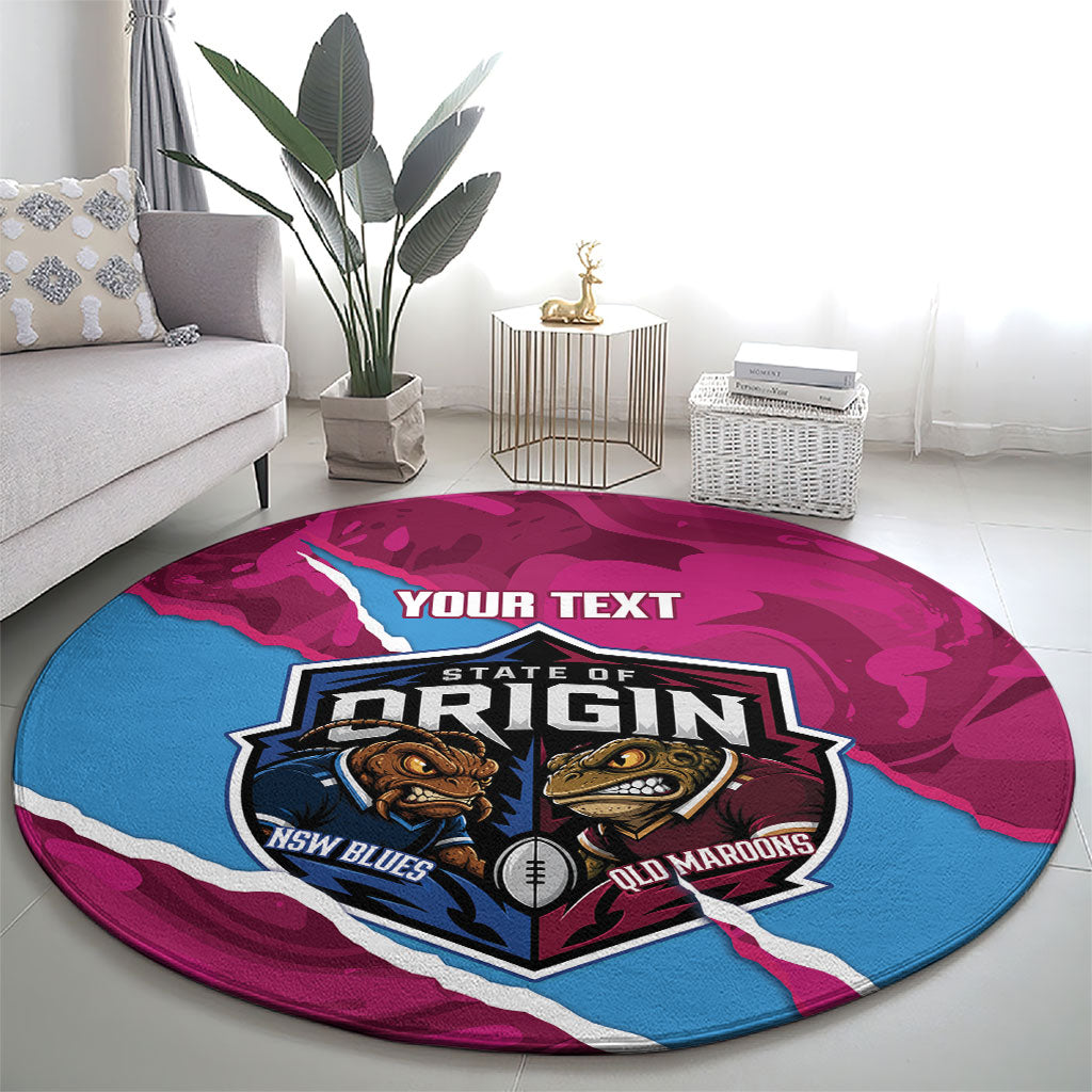 QLD Maroons and NSW Blues Personalised Round Carpet Cockroaches Cane Toads Together