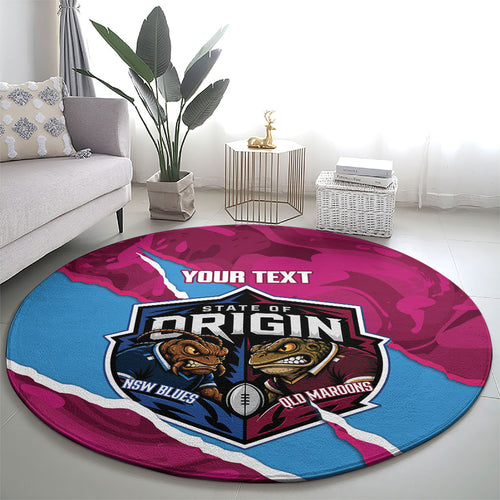 QLD Maroons and NSW Blues Personalised Round Carpet Cockroaches Cane Toads Together