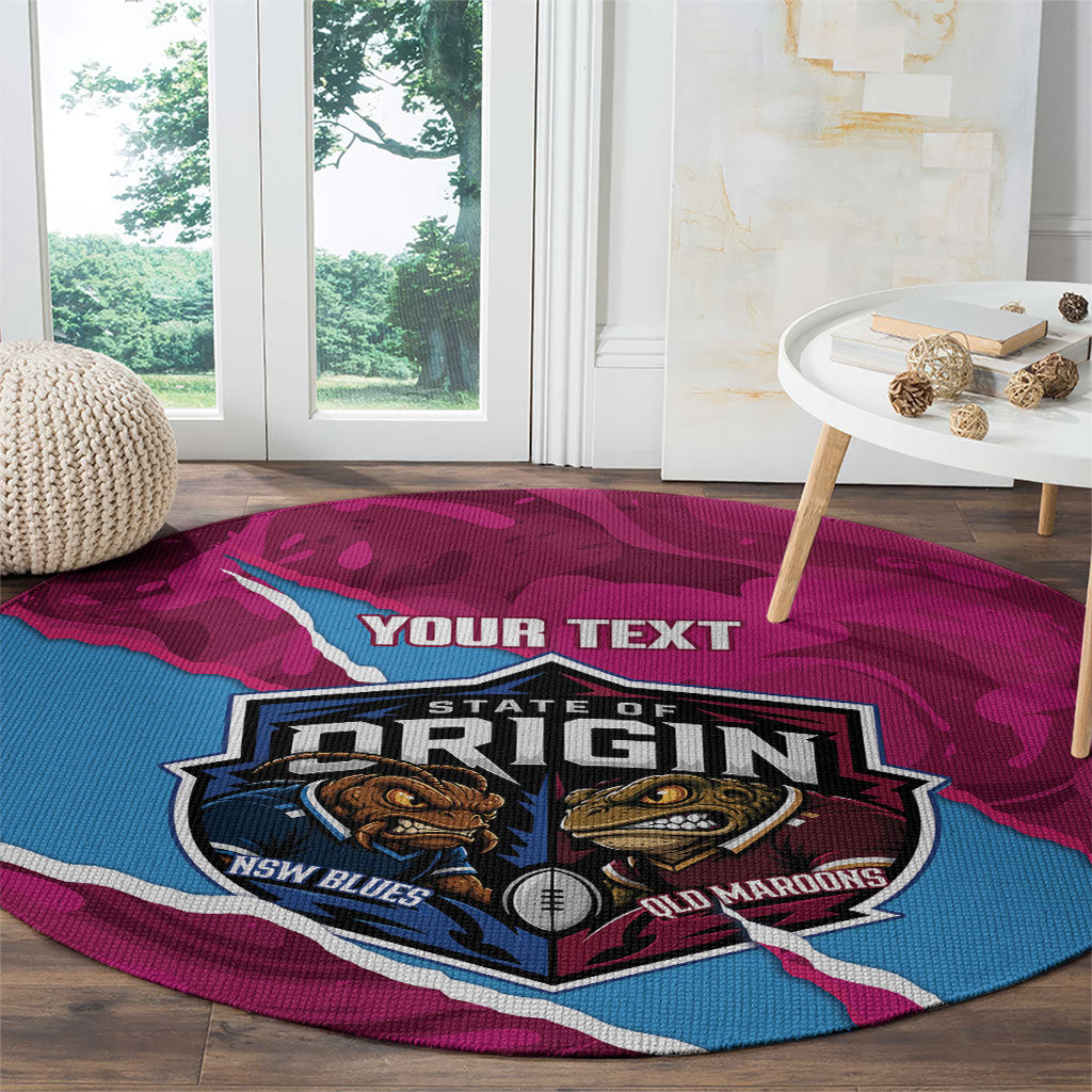 QLD Maroons and NSW Blues Personalised Round Carpet Cockroaches Cane Toads Together