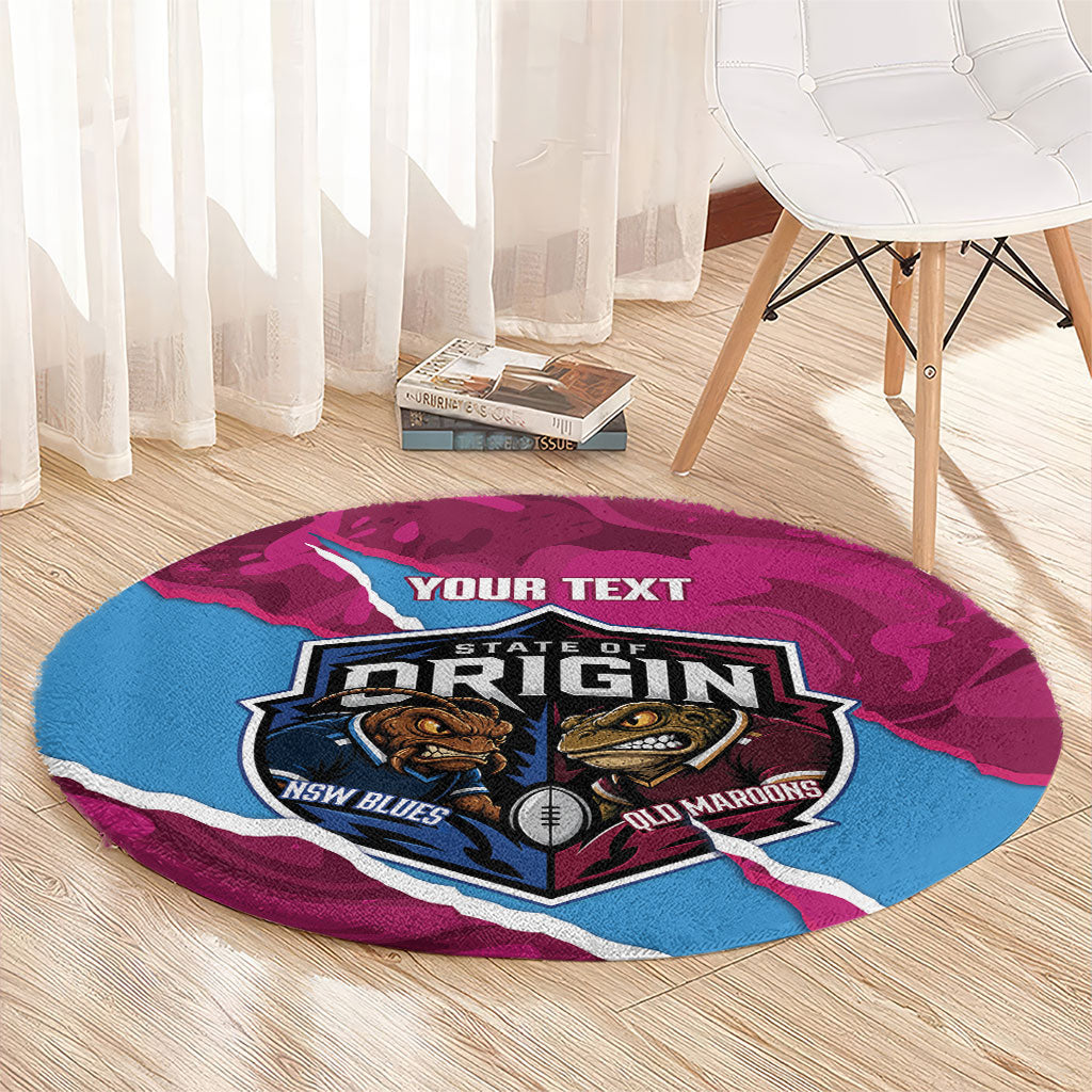 QLD Maroons and NSW Blues Personalised Round Carpet Cockroaches Cane Toads Together