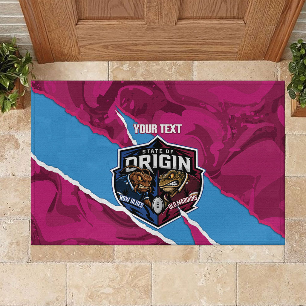 QLD Maroons and NSW Blues Personalised Rubber Doormat Cockroaches Cane Toads Together