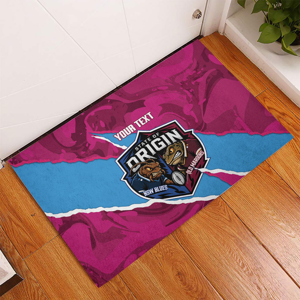 QLD Maroons and NSW Blues Personalised Rubber Doormat Cockroaches Cane Toads Together