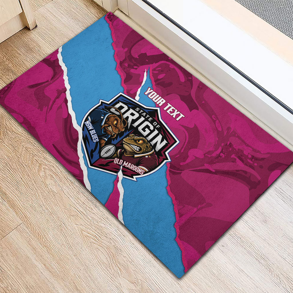 QLD Maroons and NSW Blues Personalised Rubber Doormat Cockroaches Cane Toads Together