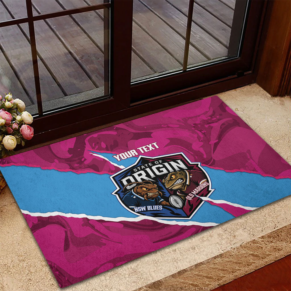 QLD Maroons and NSW Blues Personalised Rubber Doormat Cockroaches Cane Toads Together