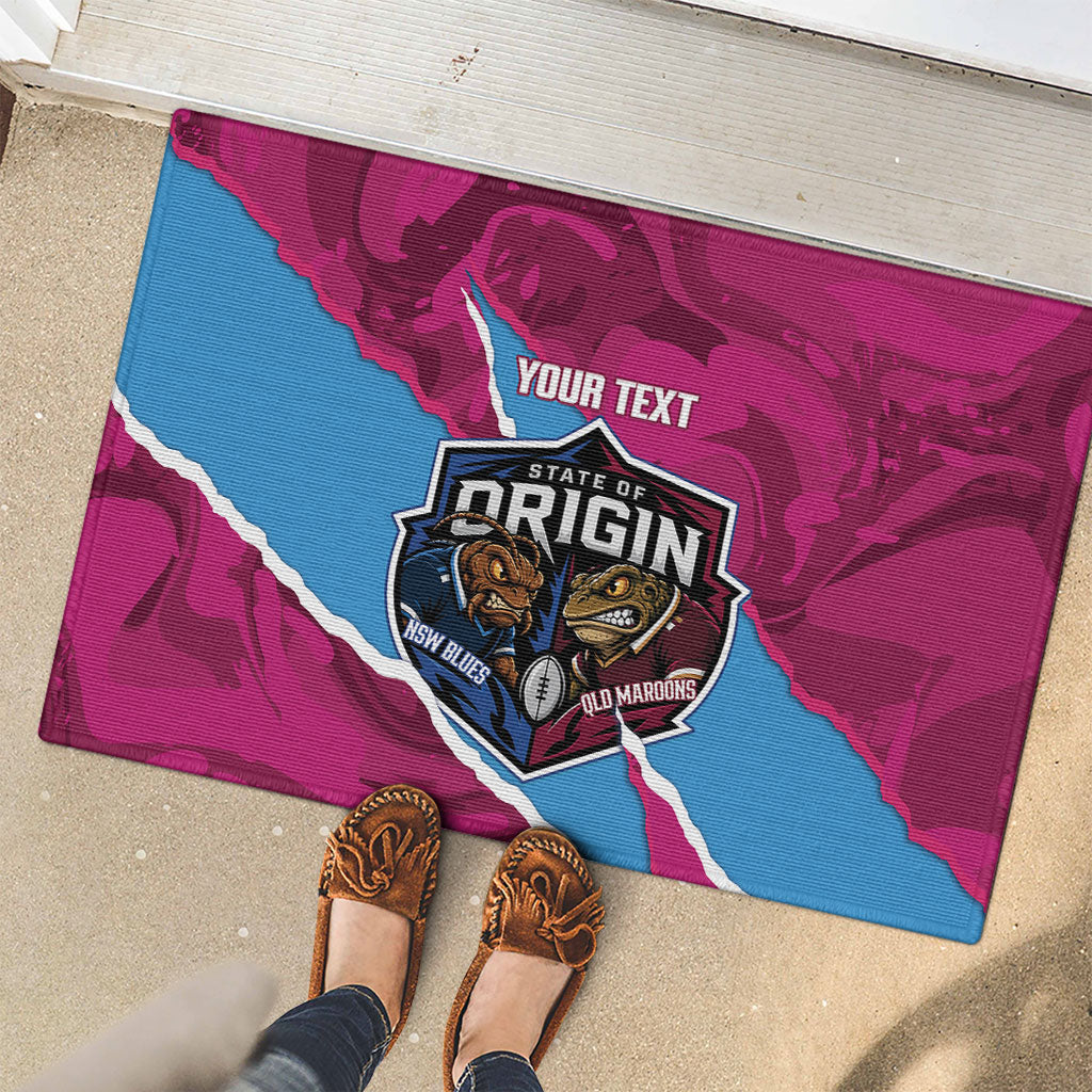 QLD Maroons and NSW Blues Personalised Rubber Doormat Cockroaches Cane Toads Together