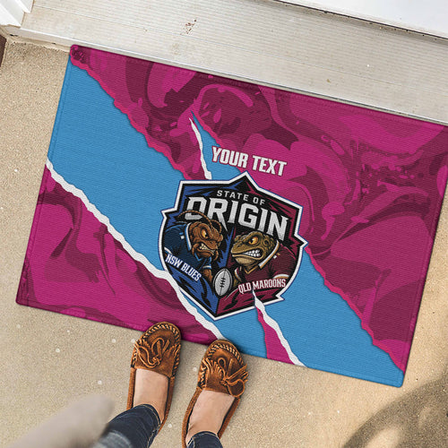 QLD Maroons and NSW Blues Personalised Rubber Doormat Cockroaches Cane Toads Together