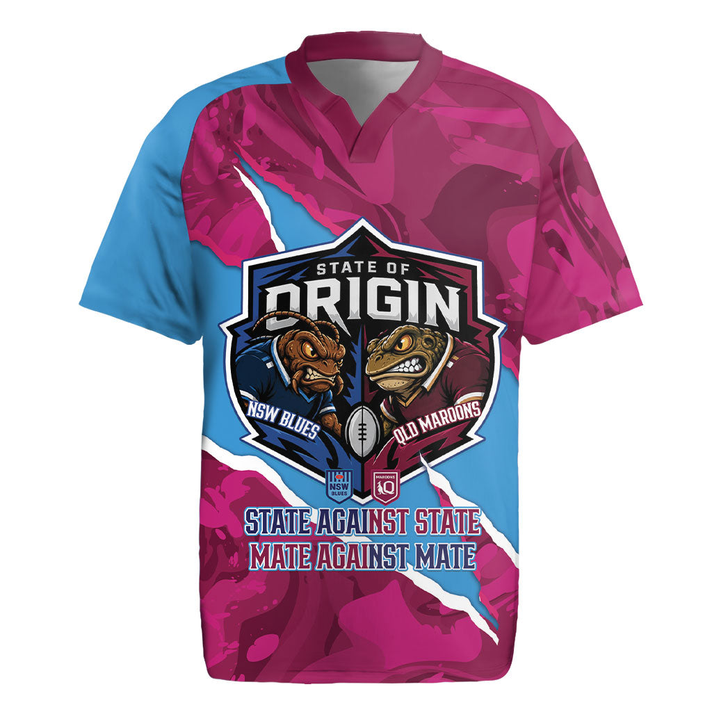 QLD Maroons and NSW Blues Personalised Rugby Jersey Cockroaches Cane Toads Together