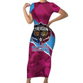 QLD Maroons and NSW Blues Personalised Short Sleeve Bodycon Dress Cockroaches Cane Toads Together