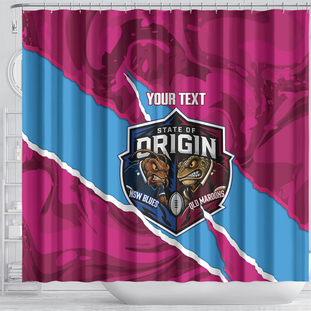 QLD Maroons and NSW Blues Personalised Shower Curtain Cockroaches Cane Toads Together