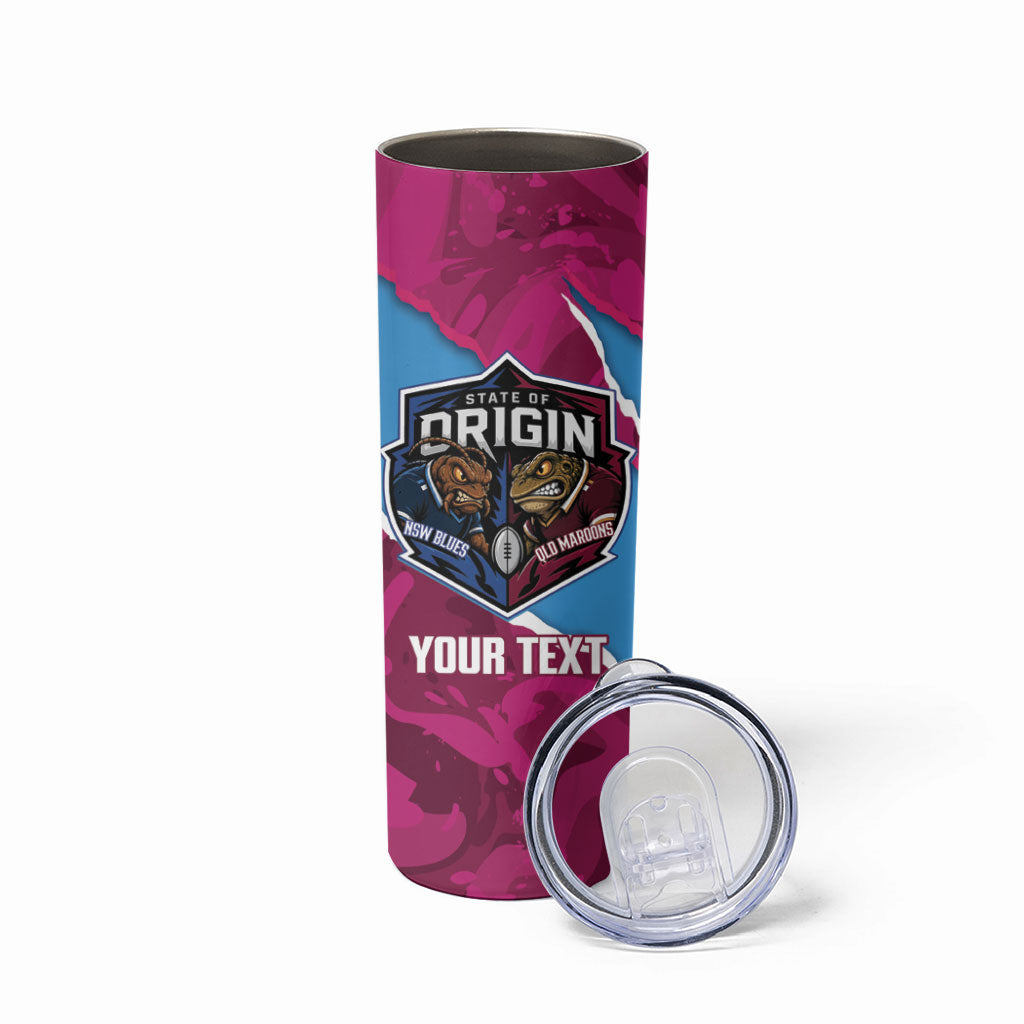QLD Maroons and NSW Blues Personalised Skinny Tumbler Cockroaches Cane Toads Together