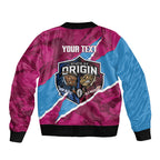 QLD Maroons and NSW Blues Personalised Sleeve Zip Bomber Jacket Cockroaches Cane Toads Together