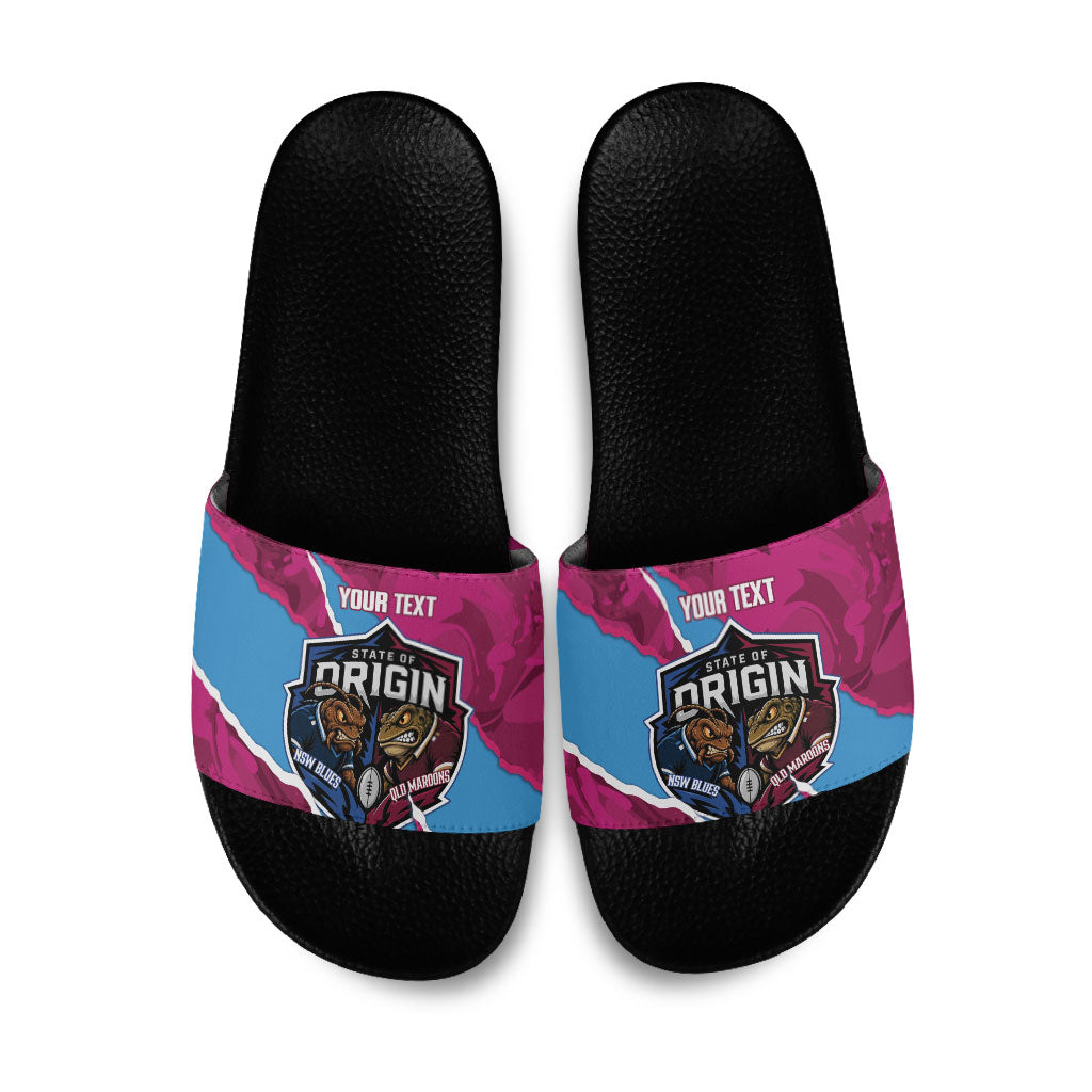 QLD Maroons and NSW Blues Personalised Slide Sandals Cockroaches Cane Toads Together