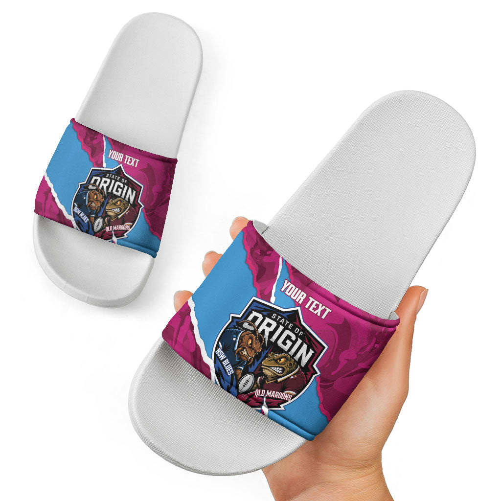 QLD Maroons and NSW Blues Personalised Slide Sandals Cockroaches Cane Toads Together