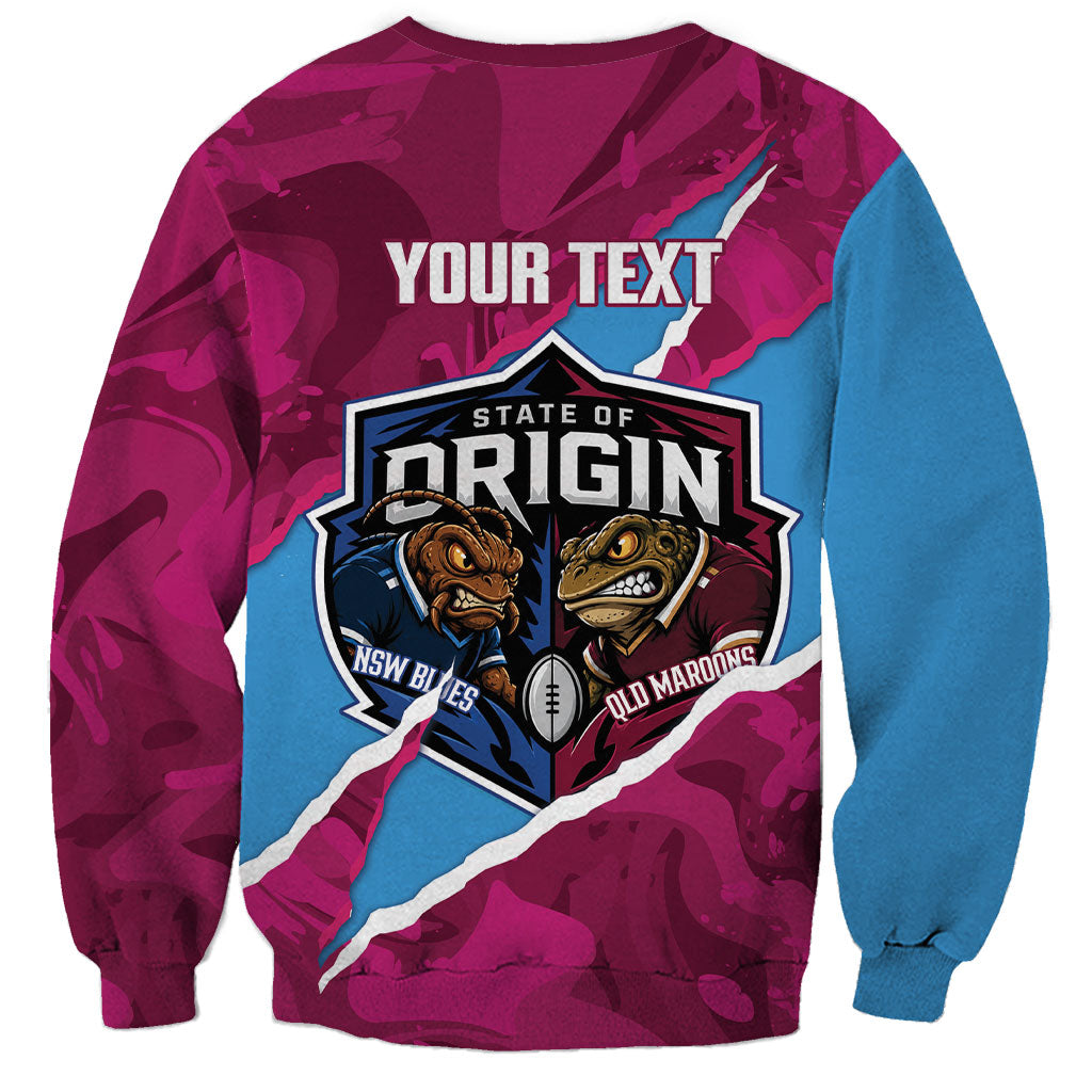 QLD Maroons and NSW Blues Personalised Sweatshirt Cockroaches Cane Toads Together