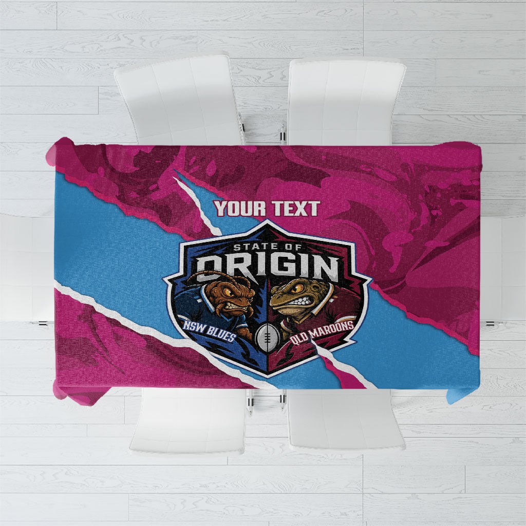 QLD Maroons and NSW Blues Personalised Tablecloth Cockroaches Cane Toads Together
