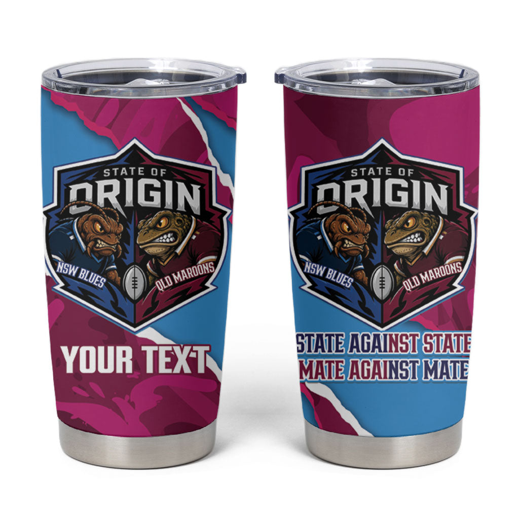 QLD Maroons and NSW Blues Personalised Tumbler Cup Cockroaches Cane Toads Together