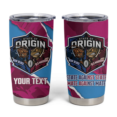 QLD Maroons and NSW Blues Personalised Tumbler Cup Cockroaches Cane Toads Together