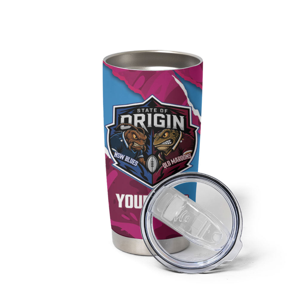 QLD Maroons and NSW Blues Personalised Tumbler Cup Cockroaches Cane Toads Together