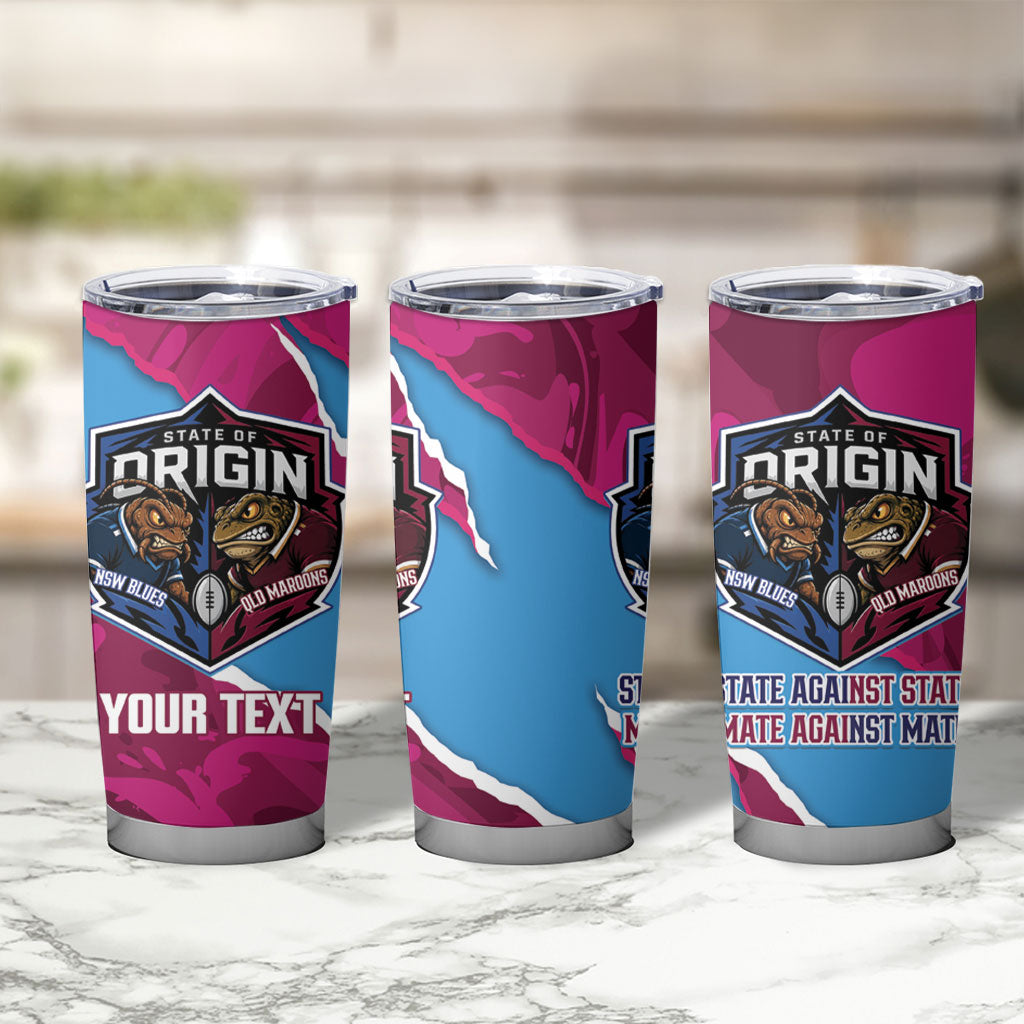 QLD Maroons and NSW Blues Personalised Tumbler Cup Cockroaches Cane Toads Together