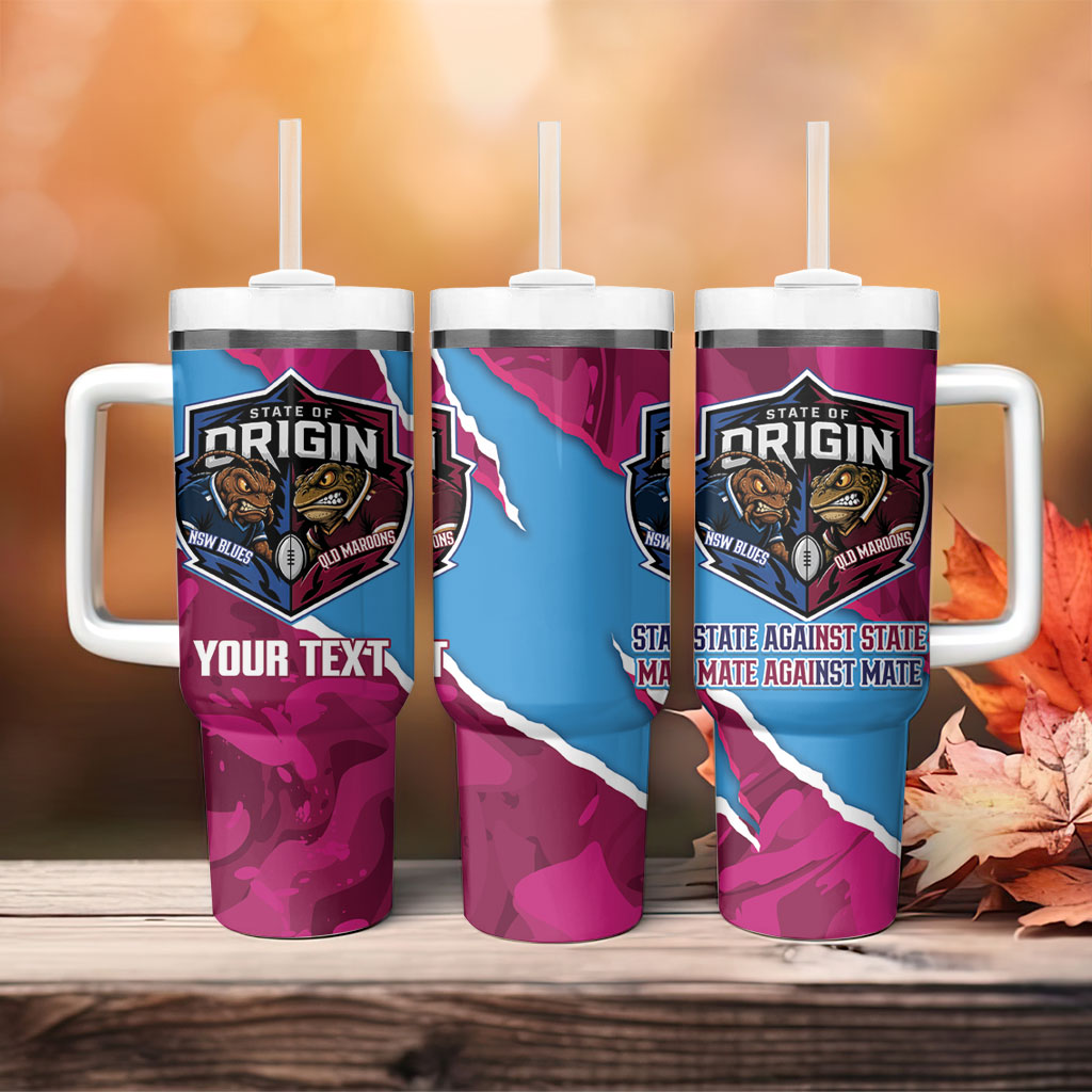 QLD Maroons and NSW Blues Personalised Tumbler With Handle Cockroaches Cane Toads Together