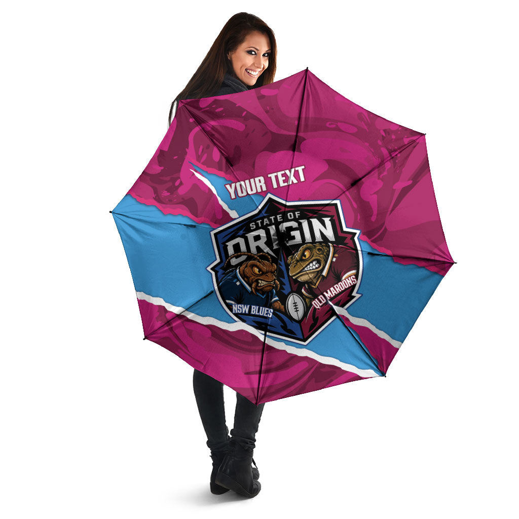 QLD Maroons and NSW Blues Personalised Umbrella Cockroaches Cane Toads Together