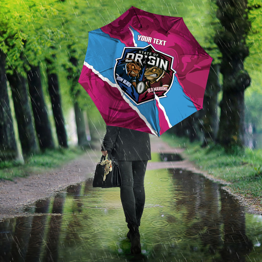 QLD Maroons and NSW Blues Personalised Umbrella Cockroaches Cane Toads Together